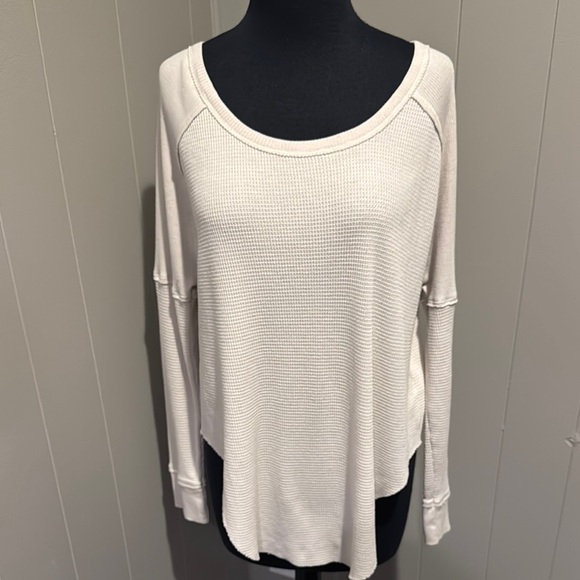 Tna off white super stretch oversized soft crewneck ribbed & waffle weave top XS - Picture 1 of 5
